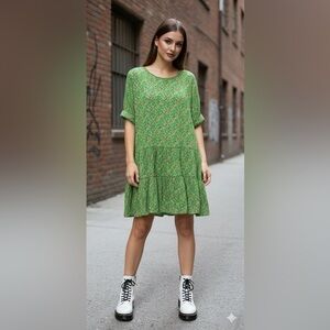 Zara green floral dress size large